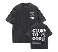 Générique T-Shirt chrétien avec Motif Croix de Jésus Lavage Vintage Manches Courtes Haut d'été vêtements Classiques sacrés de la Foi