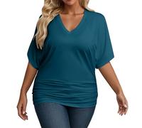 Générique T-Shirt col V Grande pour Femme, décontracté, Extensible, Confortable, idéal pour l'été et l'automne, à Quotidien avec Un Jean (Light Green, 0XL)