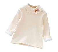Générique T-Shirt de Base de Couleur Unie pour Filles, Slim, Automne, Cordon de Serrage, Cardigan décontracté, Haut (Beige, 6-12 Months)