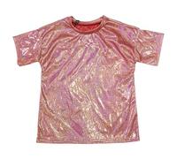 Générique T-Shirt de Danse Unisexe métallisé à Sequins et imprimé réfléchissant Coupe Ample Manches Courtes idéal pour Enfants garçons Filles et Adolescents Costumes de scène et (Red 16-17 Years)