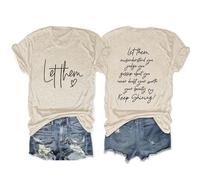 Générique T-Shirt décontracté à Manches Courtes pour Femmes, col Rond, Double imprimé, Laissez-Les Vous Mal Comprendre (Beige, M)