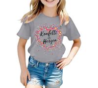 Générique T-Shirt décontracté à Manches Courtes pour Filles avec Impression col Rond pour Un Confort Quotidien et des activités ludiques (Grey, 11-12 Years)