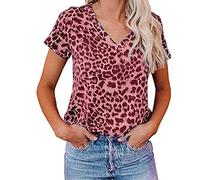 Générique T-Shirt décontracté imprimé léopard, imprimé Camouflage, col en V, Manches Courtes pour Femmes