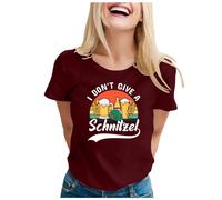 Générique T-Shirt Décontracté pour Femmes avec Impression Drapeau et Lettres Style Festival de la Bière Allemande Haut Court à Manches Courtes (L)