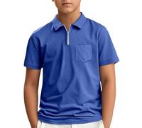 Générique T-Shirt d'été à Manches Courtes pour Enfants, garçons et Filles, décontracté, Fermeture éclair, pour Hommes, Adolescents, Vacances (Blue, 13-14 Years)