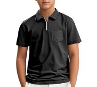 Générique T-Shirt d'été à Manches Courtes pour Enfants, garçons et Filles, décontracté, Fermeture éclair, pour Hommes, Adolescents, Vacances (Black, 13-14 Years)