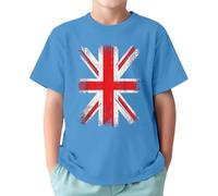 Générique T-Shirt Enfant - T-Shirts rétro avec Drapeau Britannique pour garçons et Filles (1 à 13 Ans) (Sky Blue 6-7 Years)