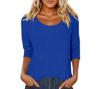 Générique T Shirt Femme Col V Manches Courtes Haut Basique Respirant Doux Confortable Décontracté Printemps Été Automne Quotidien, 01-Blue, XXL