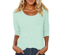 Générique T Shirt Femme Col V Manches Courtes Haut Basique Respirant Doux Confortable Décontracté Printemps Été Automne Quotidien, 11-Mint Green, XL