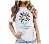 Générique T-Shirt Femme Manches Longues T-Shirt décontracté et Polyvalent avec Lettres imprimées pour la journée des Enseignants de la Saison Scolaire(White,M)