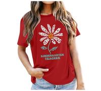 Générique T-Shirt Femme Manches Longues T-Shirt décontracté et Polyvalent avec Lettres imprimées pour la journée des Enseignants de la Saison Scolaire(XL)
