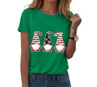Générique T-Shirt Femme Noël Manches Courtes Col Rond - Impression Complète Père Noël en Traîneau et Flocons de Neige - Haut Léger Confortable pour Les Fêtes
