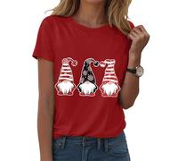Générique T-Shirt Femme Noël Manches Courtes Col Rond - Impression Complète Père Noël en Traîneau et Flocons de Neige - Haut Léger Confortable pour Les Fêtes