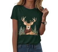 Générique T-Shirt Femme Noël Manches Courtes Col Rond - Impression Complète Père Noël en Traîneau et Flocons de Neige - Haut Léger Confortable pour Les Fêtes