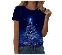 Générique T-Shirt Femme Noël Manches Courtes Collection Luxe - Broderie Fil Argent avec Motif Couronne de Neige - Col Rond Confortable pour Les Événements Spéciaux