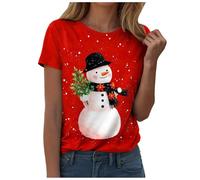 Générique T-Shirt Femme Noël Manches Courtes Collection Luxe - Broderie Fil Argent avec Motif Couronne de Neige - Col Rond Confortable pour Les Événements Spéciaux