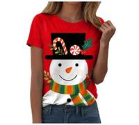 Générique T-Shirt Femme Noël Manches Courtes Collection Luxe - Broderie Fil Argent avec Motif Couronne de Neige - Col Rond Confortable pour Les Événements Spéciaux