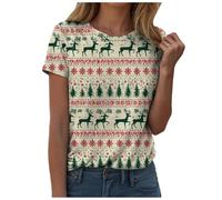 Générique T-Shirt Femme Noël Manches Courtes Collection Luxe - Broderie Fil Argent avec Motif Couronne de Neige - Col Rond Confortable pour Les Événements Spéciaux