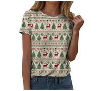 Générique T-Shirt Femme Noël Manches Courtes Collection Luxe - Broderie Fil Argent avec Motif Couronne de Neige - Col Rond Confortable pour Les Événements Spéciaux