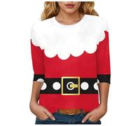 Générique T-Shirt Femme Noël Manches Courtes Style Campagne - Motif Champêtre de Oiseaux Hivernaux et Branches Givrées - Col Rond Confortable pour Un Noël Rustique