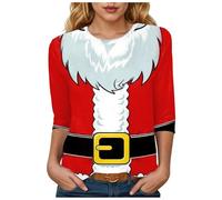 Générique T-Shirt Femme Noël Manches Courtes Style Campagne - Motif Champêtre de Oiseaux Hivernaux et Branches Givrées - Col Rond Confortable pour Un Noël Rustique