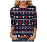 Générique T-Shirt Femme Noël Manches Courtes Style Campagne - Motif Champêtre de Oiseaux Hivernaux et Branches Givrées - Col Rond Confortable pour Un Noël Rustique