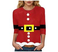 Générique T-Shirt Femme Noël Manches Courtes Style Campagne - Motif Champêtre de Oiseaux Hivernaux et Branches Givrées - Col Rond Confortable pour Un Noël Rustique