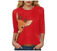 Générique T-Shirt Femme Noël Manches Courtes Style Campagne - Motif Champêtre de Oiseaux Hivernaux et Branches Givrées - Col Rond Confortable pour Un Noël Rustique