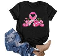 Générique T-Shirt Femme Octobre Rose 2025 - Ruban Rose de Sensibilisation au Cancer du Sein d'octobre Manches Courtes en Coton pour Femme Confortable et Doux
