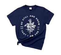 Générique T-Shirt Femme T-Shirt à Manches Courtes pour Femme avec Lettres imprimées et versets décontractés(Navy,S)