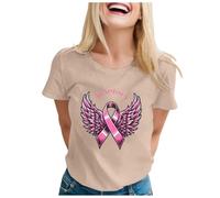 Générique T-Shirt FemmeTee Shirt Femme Octobre Rose Force Collective T-Shirt Impression Douce Tshirt Cancer du Sein Manches Longues/Courtes Soutien Solidaire Sensibilisation