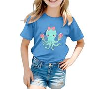 Générique T Shirt Fille,VêTements pour Filles T-Shirts Graphiques Mignons T-Shirts à Manches Courtes pour Enfants T-Shirts OcéAn