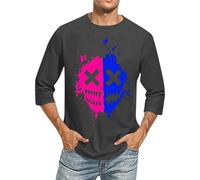 Générique T Shirt Homme 3/4 Manches Expression Abstraite Col Rond Couleurs Dégradées Style Décontracté Confortable Artistique(Dark Gray, XXL)