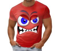 Générique T-Shirt Homme Décontracté à Impression 3D Monstre Farceur - Haut Manches Courtes Col Rond Style Ludique et Moderne, Thème Émoticône pour Un Look Décontracté, Jeune et Dynamique