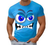 Générique T-Shirt Homme Décontracté à Impression 3D Monstre Farceur - Haut Manches Courtes Col Rond Style Ludique et Moderne, Thème Émoticône pour Un Look Décontracté, Jeune et Dynamique