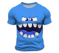Générique T-Shirt Homme Décontracté à Impression 3D Monstre Souriant - Haut Manches Courtes Col Rond Style Drôle et Coloré, Thème Émoticône pour Tenue Quotidienne, Loisirs ou Cadeau Amusant