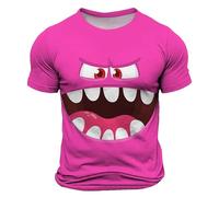 Générique T-Shirt Homme Décontracté à Impression 3D Monstre Souriant - Haut Manches Courtes Col Rond Style Drôle et Coloré, Thème Émoticône pour Tenue Quotidienne, Loisirs ou Cadeau Amusant