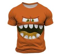 Générique T-Shirt Homme Décontracté à Impression 3D Monstre Souriant - Haut Manches Courtes Col Rond Style Drôle et Coloré, Thème Émoticône pour Tenue Quotidienne, Loisirs ou Cadeau Amusant