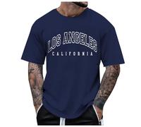 Générique T Shirt Homme Manches Courtes Imprimé Los Angeles Lettre Col Rond Style Casual City Mode Urbain Haut Tendance Respirant(Navy, M)