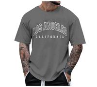 Générique T Shirt Homme Manches Courtes Imprimé Los Angeles Lettre Col Rond Style Casual City Mode Urbain Haut Tendance Respirant(Grey, XL)
