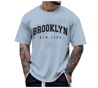 Générique T Shirt Homme Manches Courtes Imprimé New York Lettre Col Rond Style Casual City Mode Voyage Haut Respirant Tendance(Blue, M)