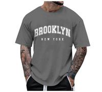Générique T Shirt Homme Manches Courtes Imprimé New York Lettre Col Rond Style Casual City Mode Voyage Haut Respirant Tendance(Grey, XL)