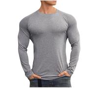 Générique T Shirt Homme Manches Longues Uni Pull Col Rond avec Respirabilité et Ourlet Droit Coupe Normale Vetement pour Vie Active Sorties Journalières