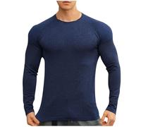 Générique T Shirt Homme Manches Longues Uni Pull Col Rond avec Respirabilité et Ourlet Droit Coupe Normale Vetement pour Vie Active Sorties Journalières