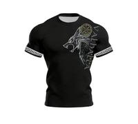 Générique T-Shirt Homme Mythologie Nordique et Scandinave Tee-Shirt Imprimé Guerrier Style Barbare et Celte Chemise Moyen Âge à Manches Courtes Col Rond Tenue de Supporter Football Vêtement D'Été