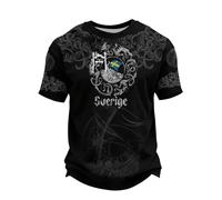 Générique T-Shirt Homme Mythologie Nordique et Scandinave Tee-Shirt Imprimé Guerrier Style Barbare et Celte Chemise Moyen Âge à Manches Courtes Col Rond Tenue de Supporter Football Vêtement D'Été