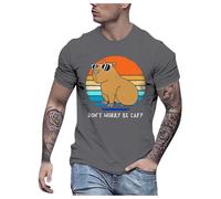 Générique T-Shirt Homme - Tee Shirt Homme Blanc T-Shirt d'été à Manches Courtes pour Hommes imprimé Animal Capybara Mental State
