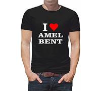 Générique T Shirt I Love AMEL Bent personnalisé Aime Chanteur N132 (2XL, Noir)