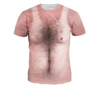 Générique T-Shirt Impression 3D T-Shirt Manches Courtes T-Shirts Drôles à Manches Courtes avec Motif de Poils sur le Torse Style Amusant pour l'Été Respirant et Séchage Rapide Pour Loisirs