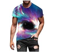 Générique T-Shirt Impression Mode Grande Taille Fantaisie Tee Shirt Ete Homme Leger Col Rond Décontracté T-Shirts à Manches Courtes Printemps Shirts Résistante Coton Comfort Vêtement Bleu 3XL